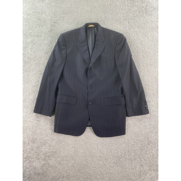 Brooks Brothers Suit Jacket 40 R Navy Wool Striped Designer Loro Piana Italy